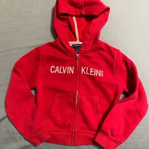 Kids Calvin Klein Jeans Hoodie in red size 6 previously owned